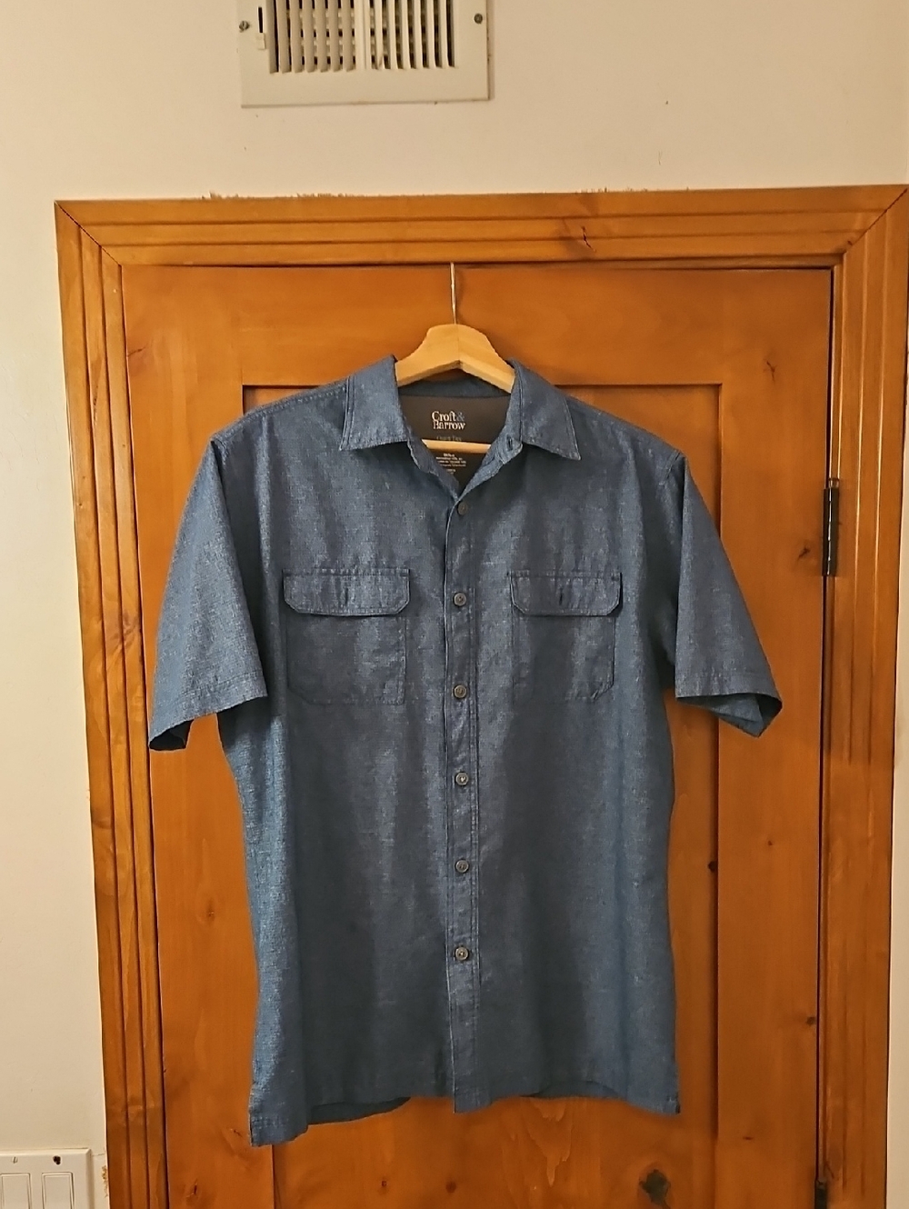 croft & barrow Blue-Green Short-Sleeve Button-Down Shirt